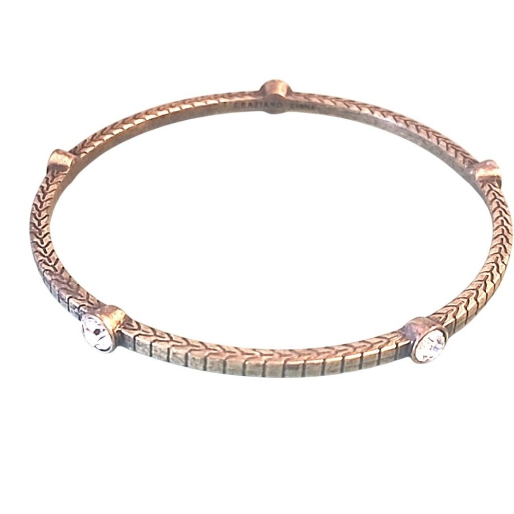 RJ Graziano Bracelet Bronze Tone Rhinestone Signature Bangle